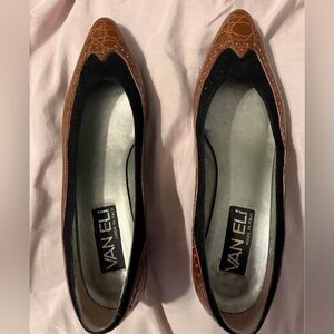 VANELI Women’s Size 7 1/2 M Black Suede And Crocodile Heels Low Pumps Shoes